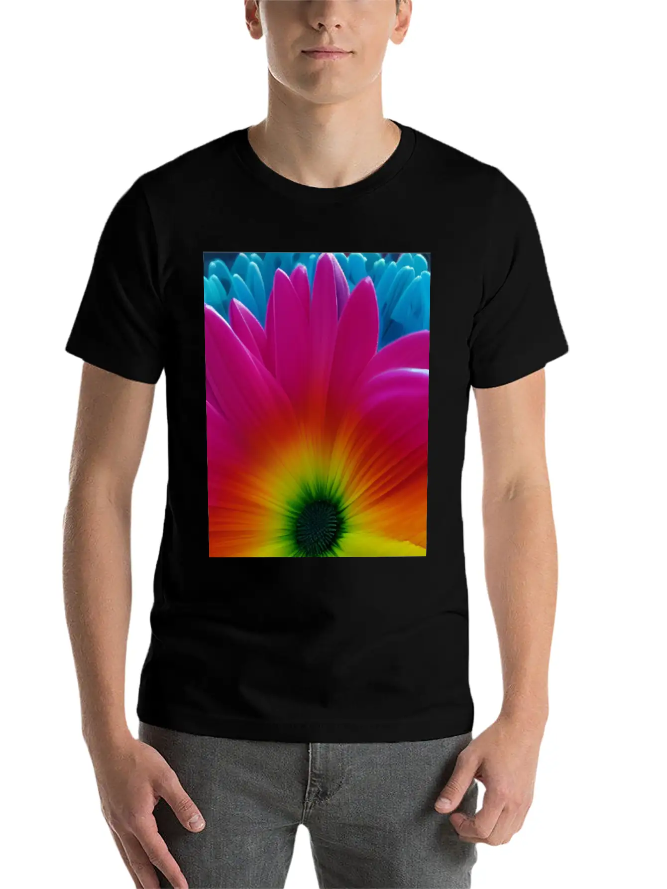 Rainbow Flower Classic Cotton Tee – Unisex Comfort For Any Season