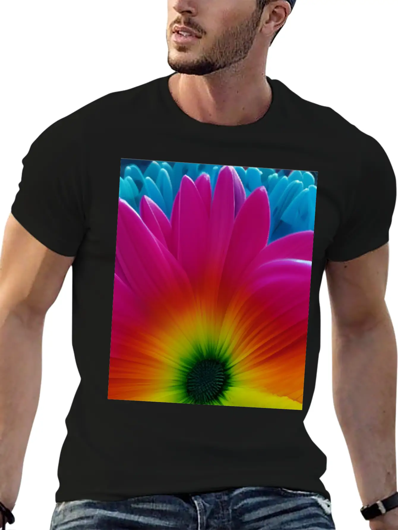 Rainbow Flower Classic Cotton Tee – Unisex Comfort For Any Season