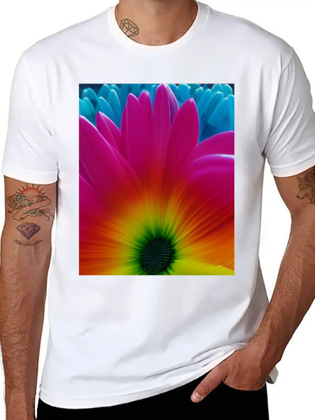 Rainbow Flower Classic Cotton Tee – Unisex Comfort For Any Season