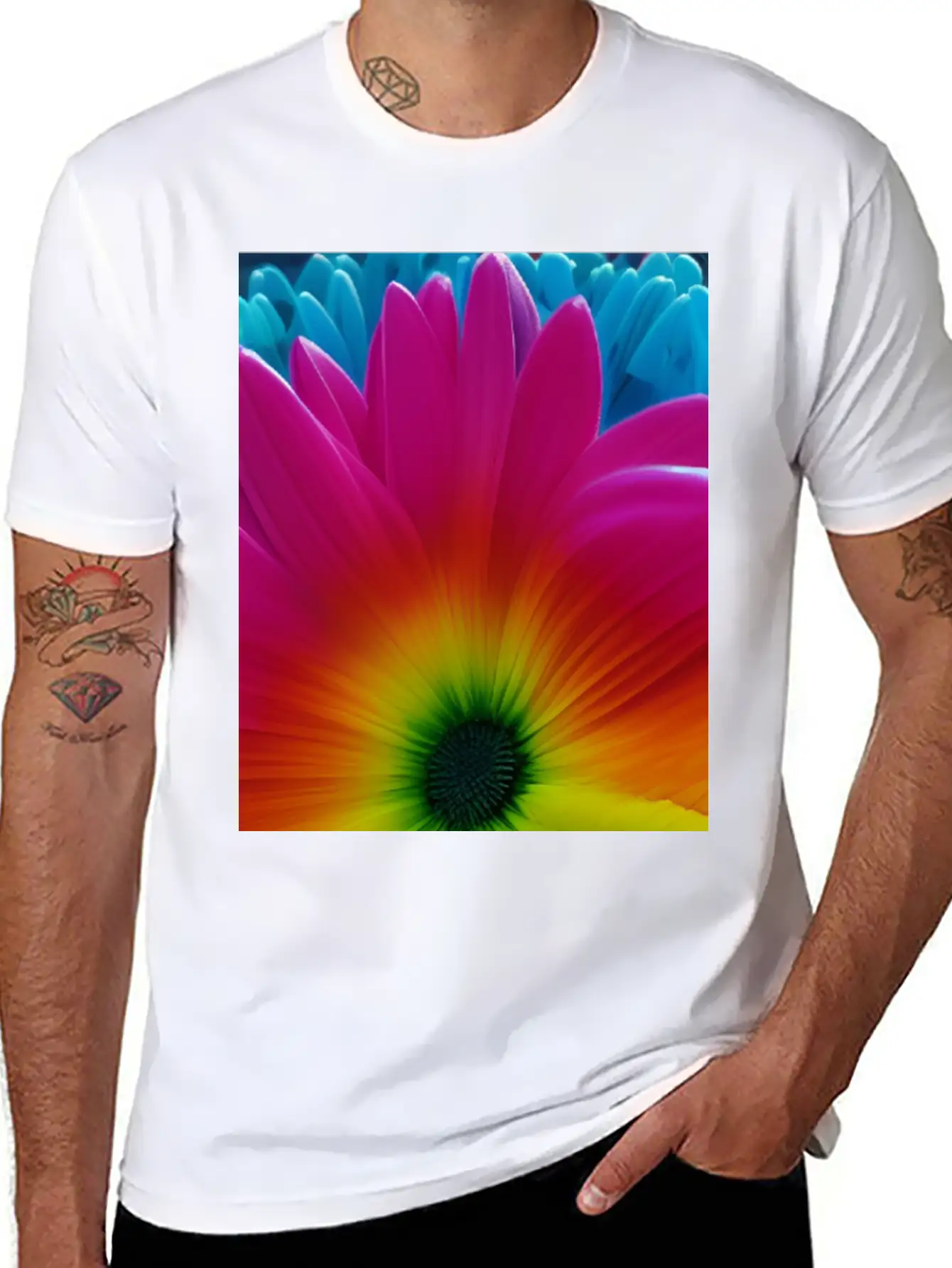 Rainbow Flower Classic Cotton Tee – Unisex Comfort For Any Season