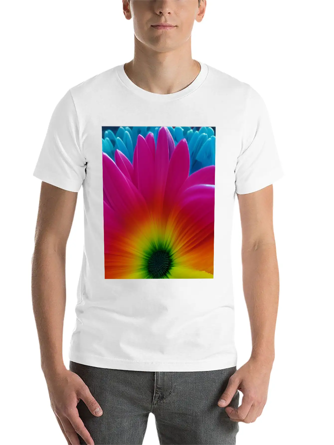 Rainbow Flower Classic Cotton Tee – Unisex Comfort For Any Season