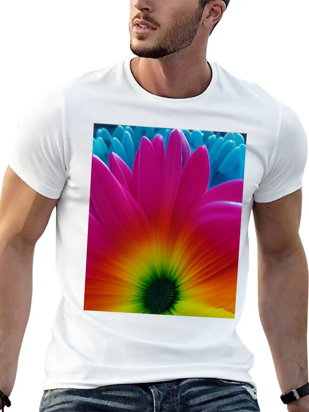 Rainbow Flower Classic Cotton Tee – Unisex Comfort For Any Season