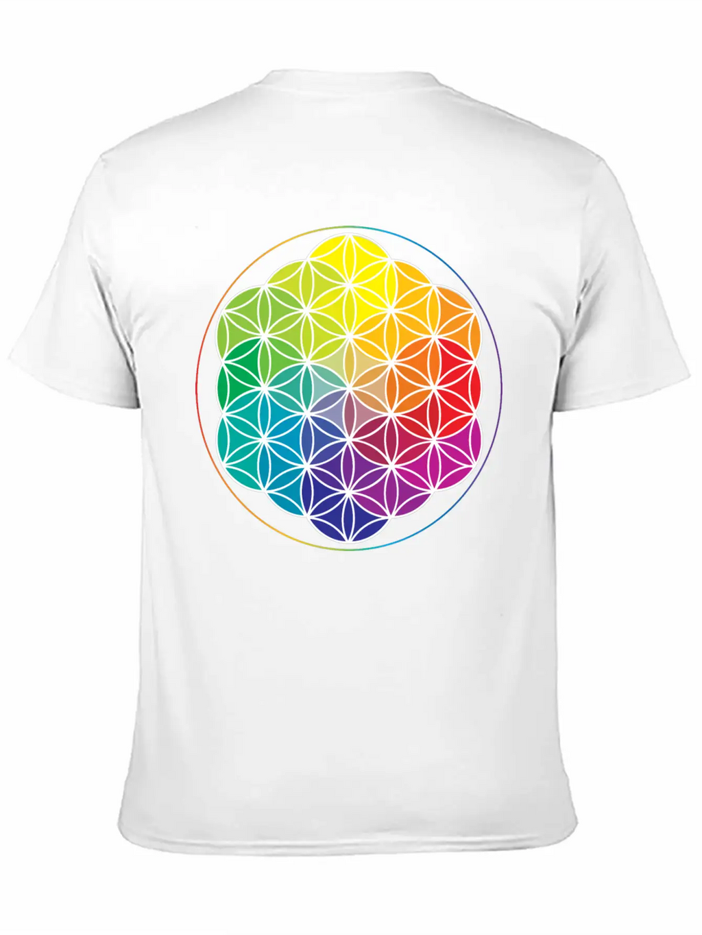 Rainbow Flower Of Life: Cosmic Energy Wheel Breathable Soft Cotton T-Shirt – Timeless Casual Look