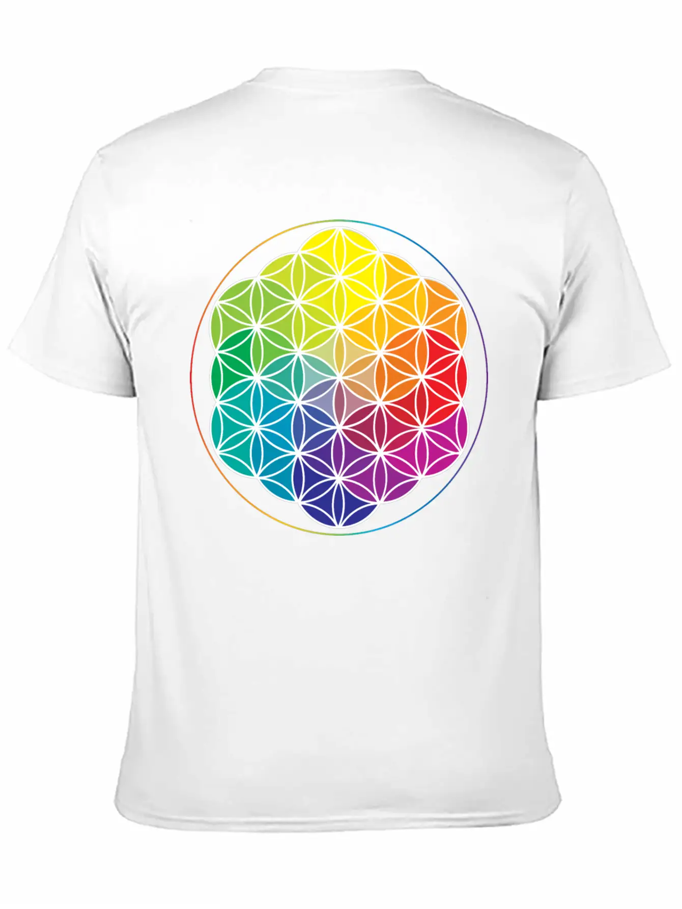 Rainbow Flower Of Life: Cosmic Energy Wheel Breathable Soft Cotton T-Shirt – Timeless Casual Look