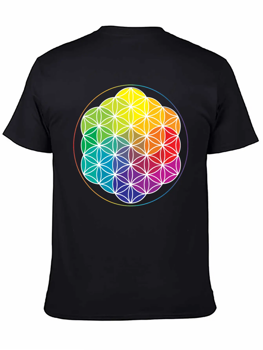 Rainbow Flower Of Life: Cosmic Energy Wheel Breathable Soft Cotton T-Shirt – Timeless Casual Look