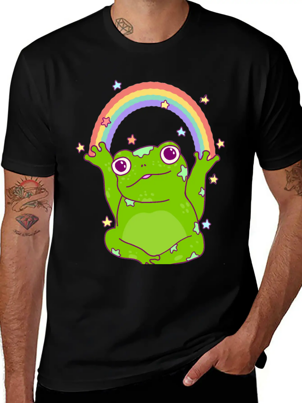 Rainbow Frog Essential Cotton Tee For Daily Outfits – Unisex Style