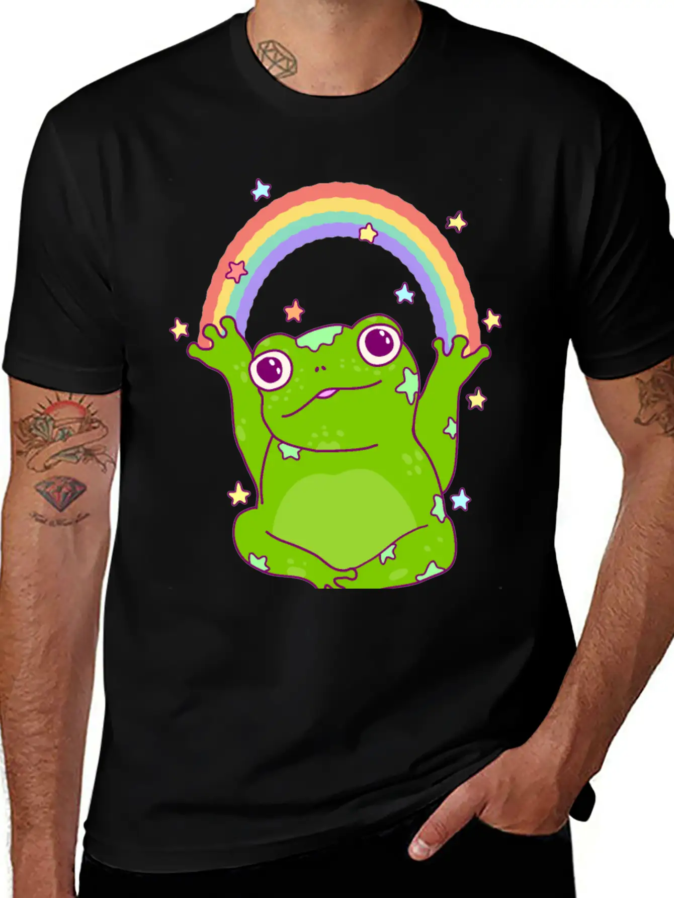 Rainbow Frog Essential Cotton Tee For Daily Outfits – Unisex Style