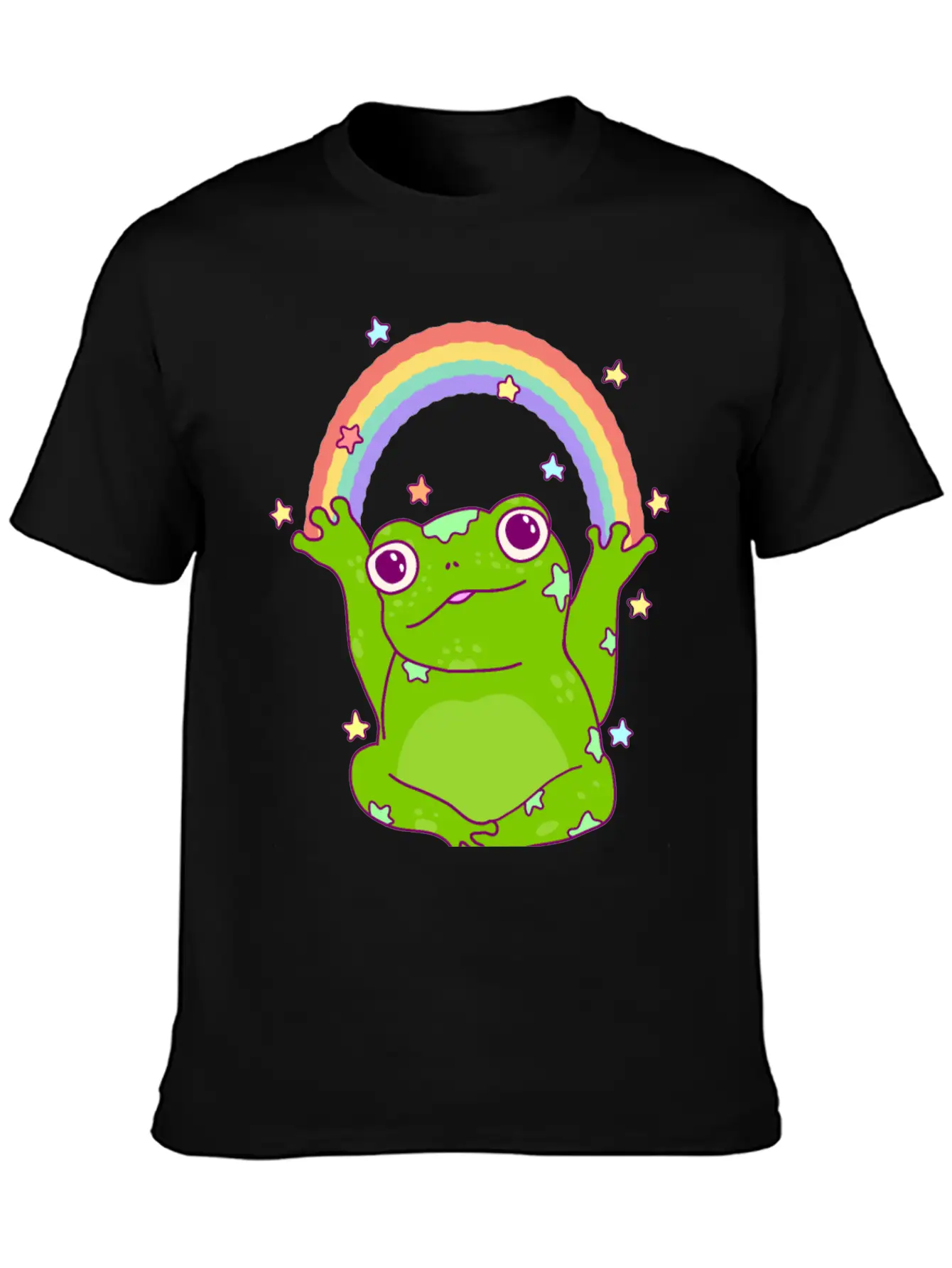 Rainbow Frog Essential Cotton Tee For Daily Outfits – Unisex Style
