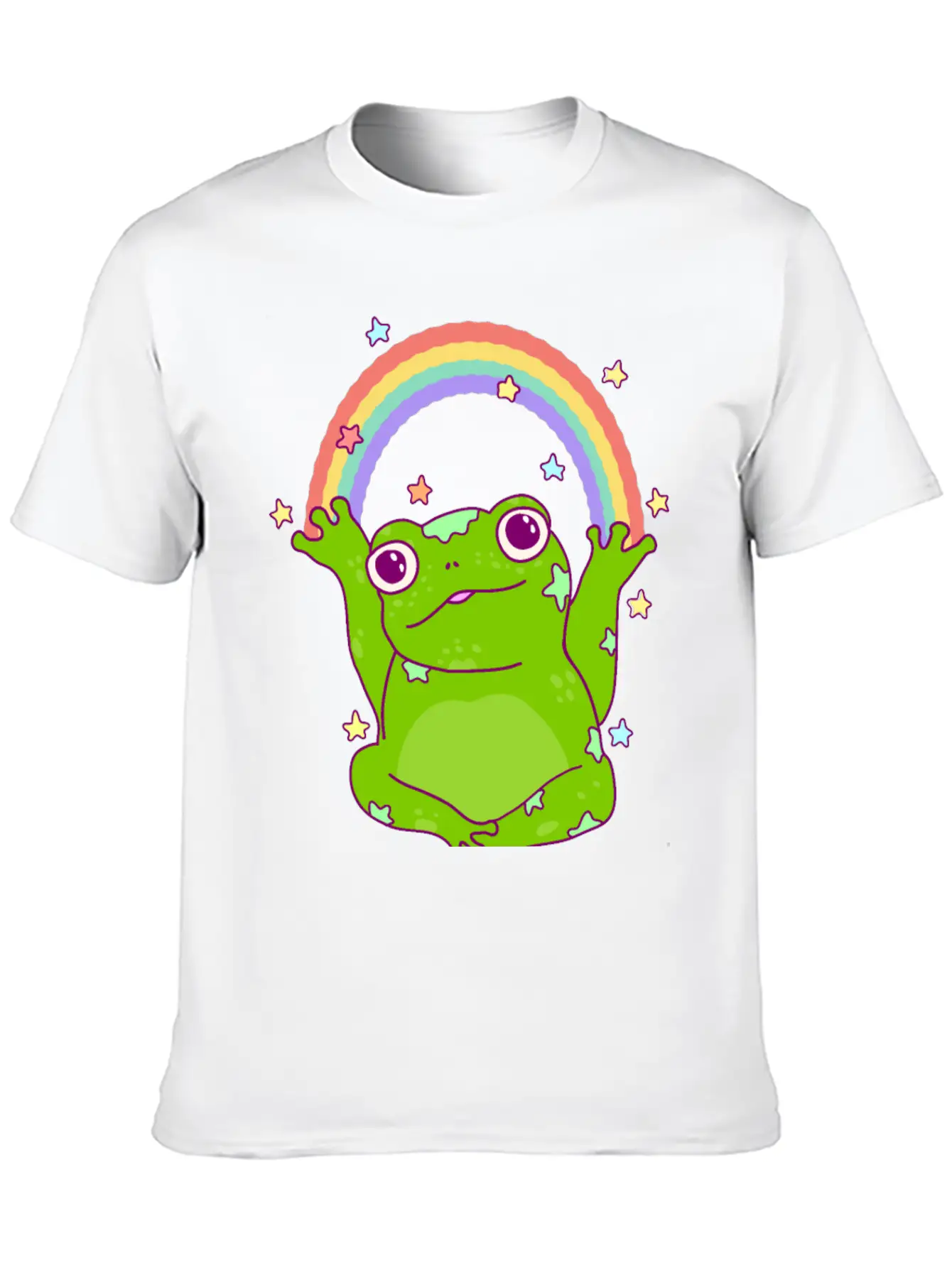 Rainbow Frog Essential Cotton Tee For Daily Outfits – Unisex Style