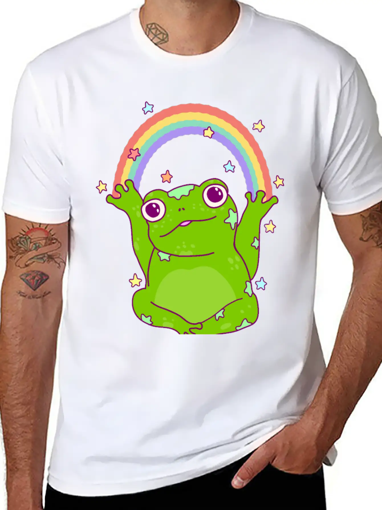 Rainbow Frog Essential Cotton Tee For Daily Outfits – Unisex Style