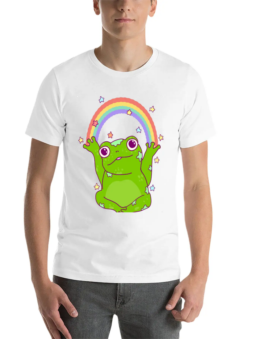 Rainbow Frog Essential Cotton Tee For Daily Outfits – Unisex Style