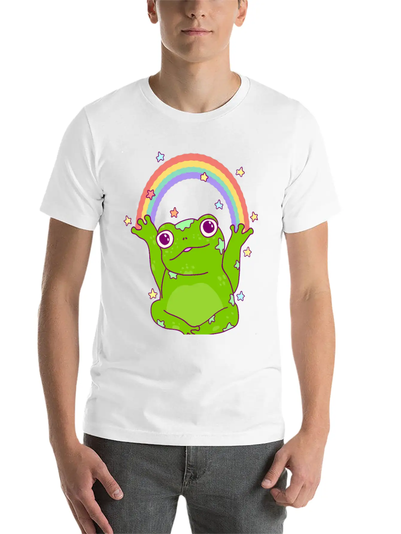 Rainbow Frog Essential Cotton Tee For Daily Outfits – Unisex Style