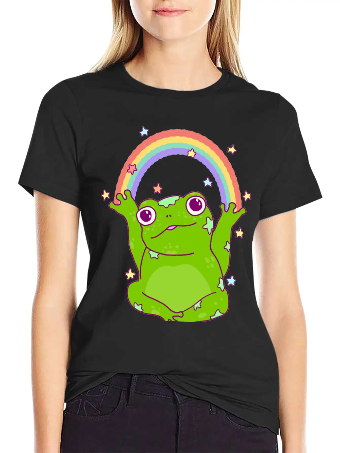 Rainbow Frog Essential Cotton Tee For Daily Outfits – Unisex Style