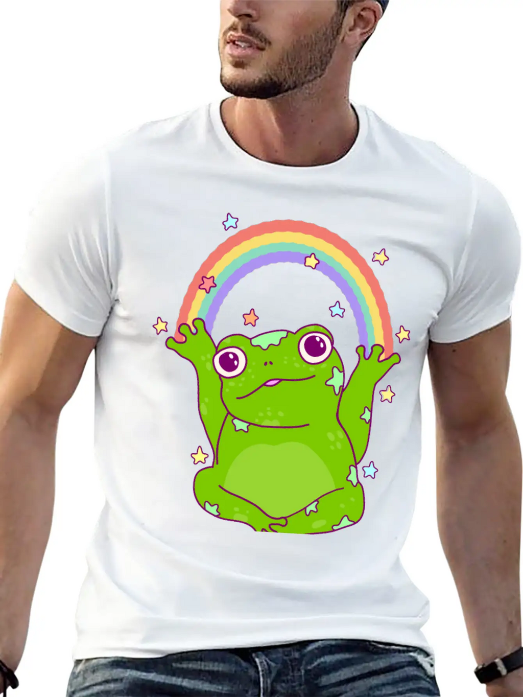 Rainbow Frog Essential Cotton Tee For Daily Outfits – Unisex Style
