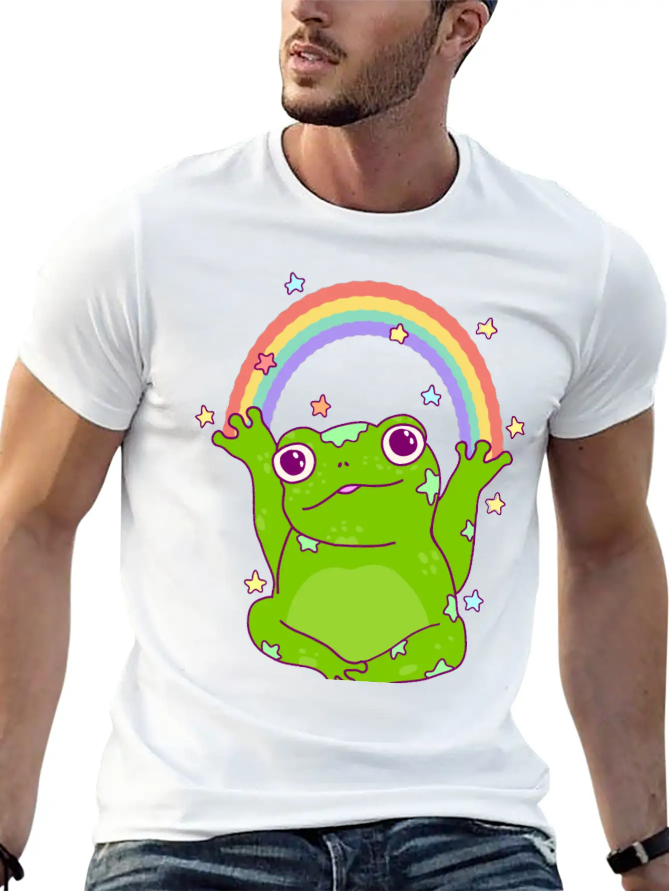 Rainbow Frog Essential Cotton Tee For Daily Outfits – Unisex Style