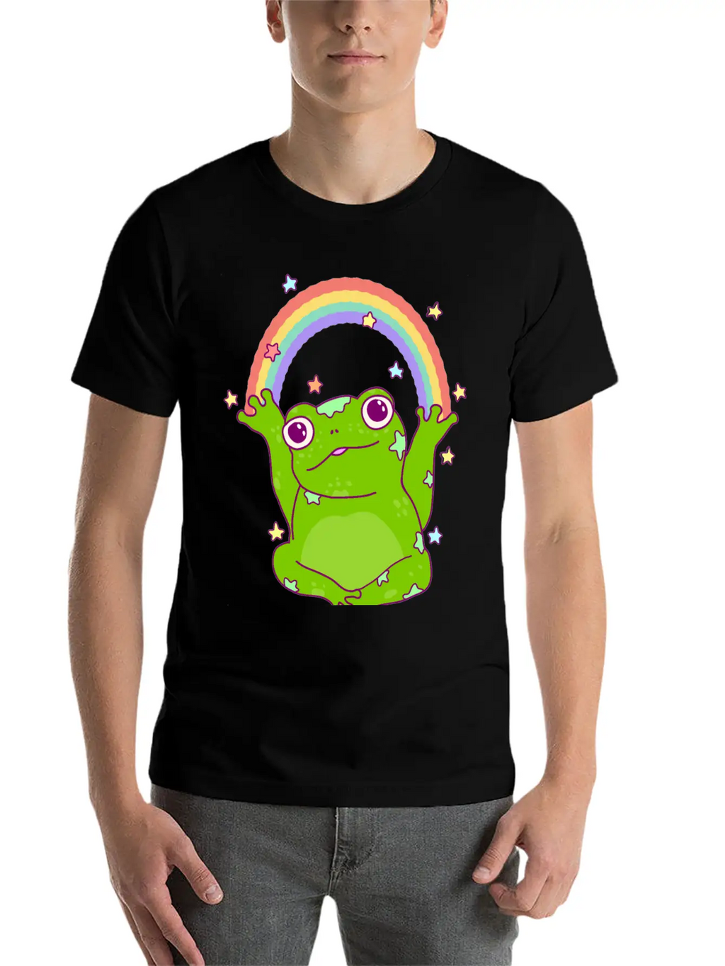 Rainbow Frog Essential Cotton Tee For Daily Outfits – Unisex Style
