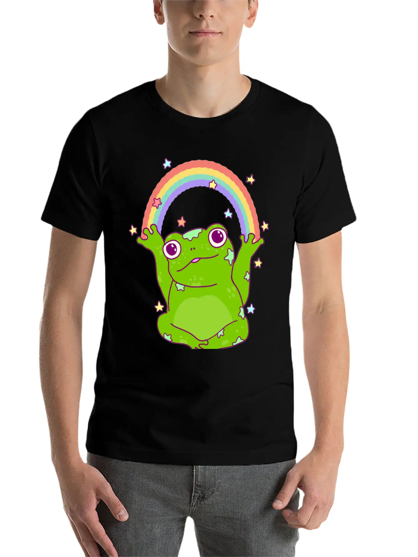 Rainbow Frog Essential Cotton Tee For Daily Outfits – Unisex Style