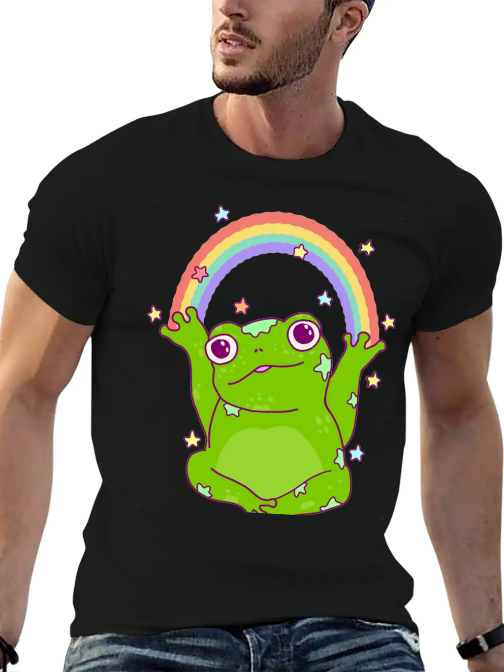 Rainbow Frog Essential Cotton Tee For Daily Outfits – Unisex Style