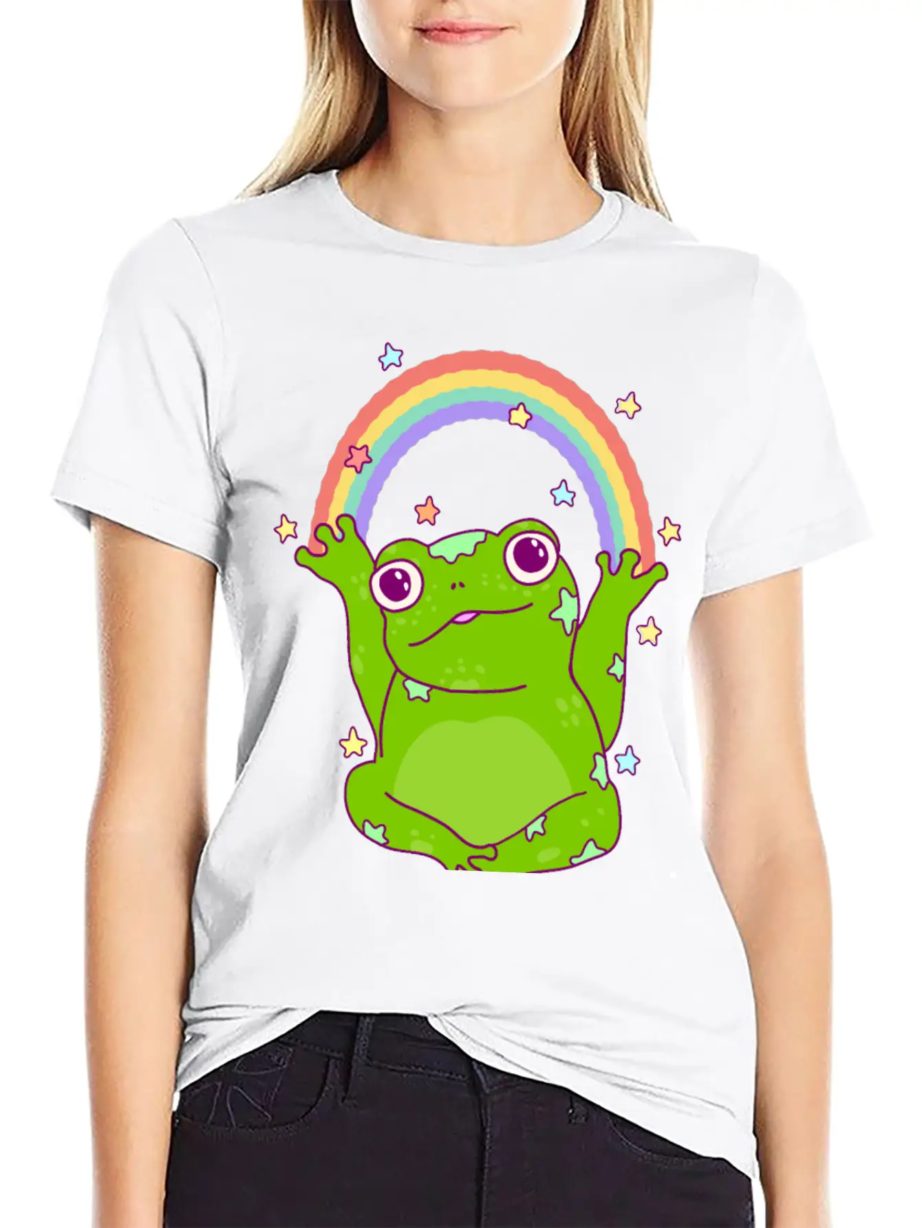 Rainbow Frog Essential Cotton Tee For Daily Outfits – Unisex Style