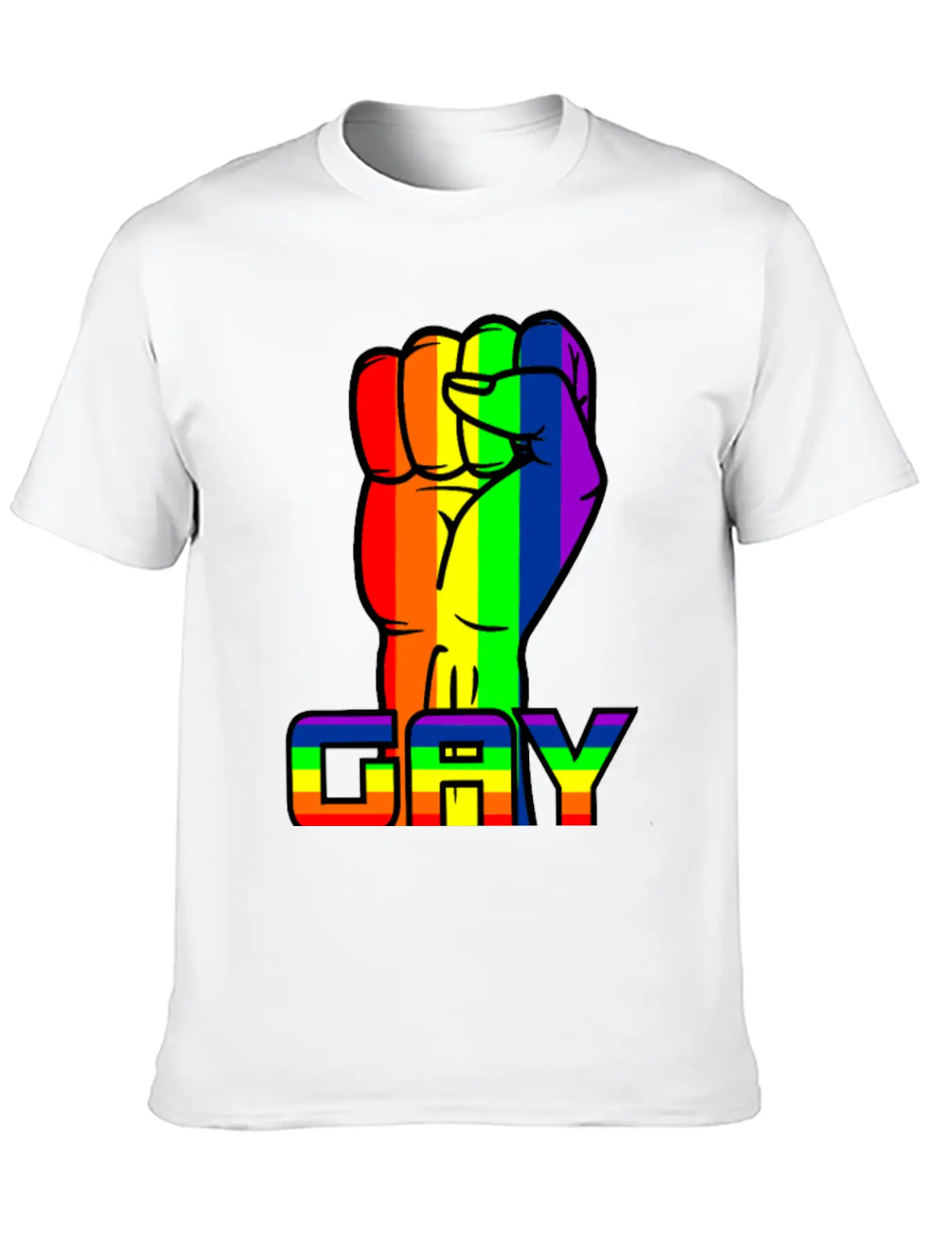 Rainbow Gay Pride Logo With Text 'GAY PRIDE' Timeless Short Sleeve Tee – Comfy And Minimalist Design