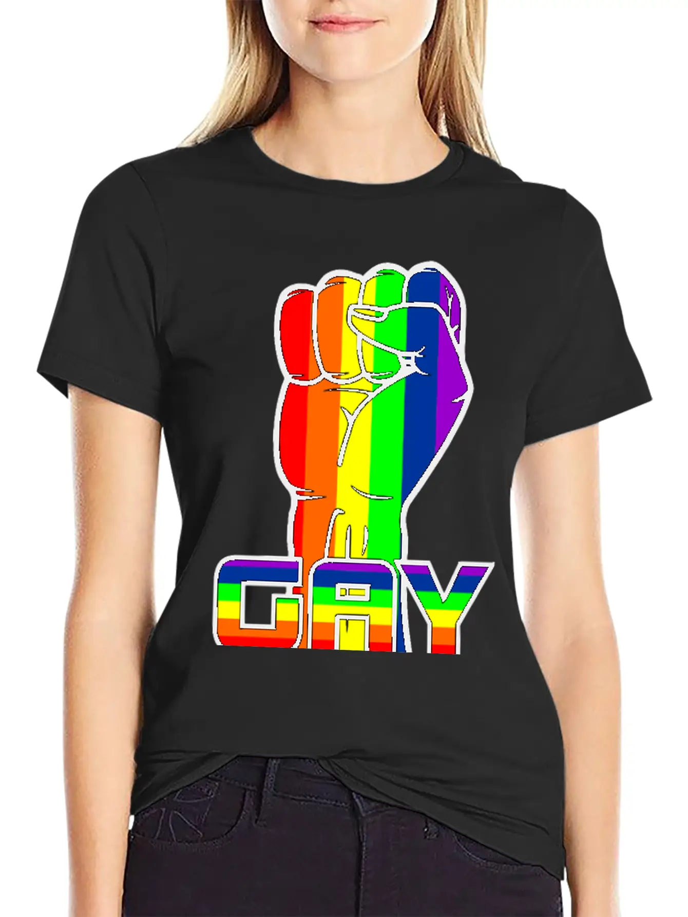 Rainbow Gay Pride Logo With Text 'GAY PRIDE' Timeless Short Sleeve Tee – Comfy And Minimalist Design