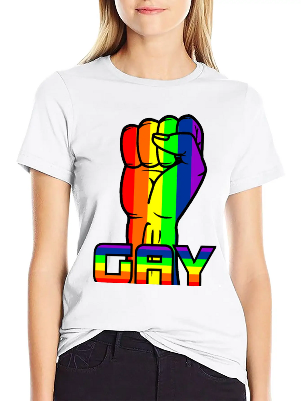 Rainbow Gay Pride Logo With Text 'GAY PRIDE' Timeless Short Sleeve Tee – Comfy And Minimalist Design