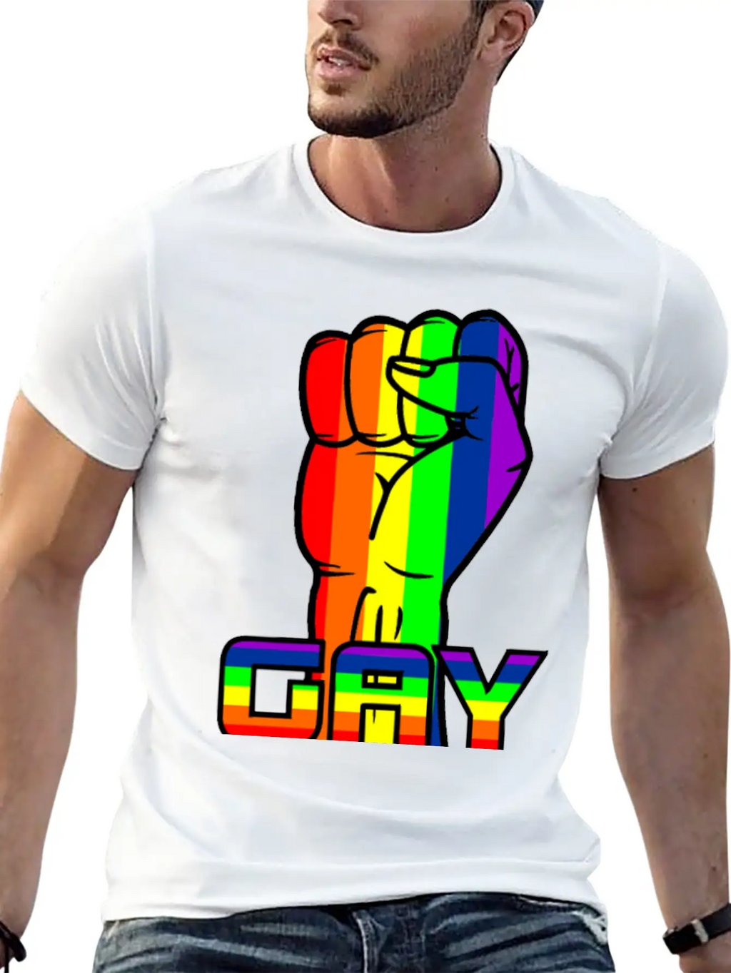 Rainbow Gay Pride Logo With Text 'GAY PRIDE' Timeless Short Sleeve Tee – Comfy And Minimalist Design