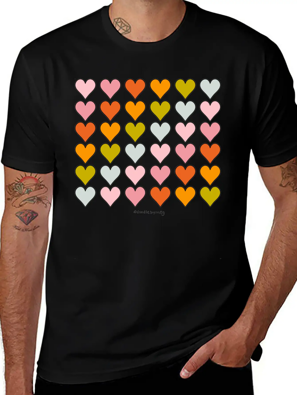 Rainbow Hearts Breathable Soft Cotton T-Shirt – Timeless Casual Look