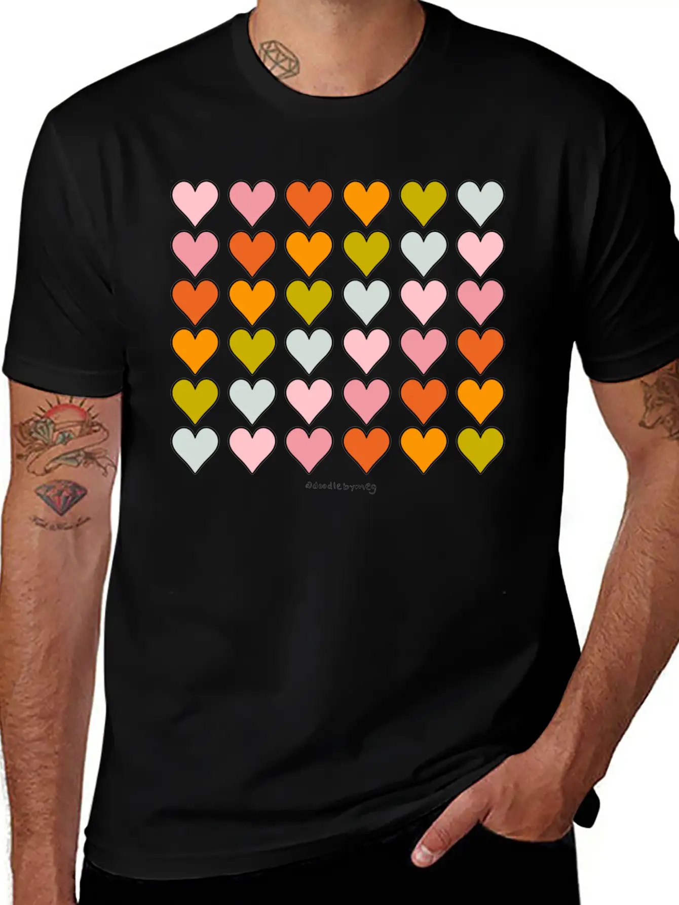 Rainbow Hearts Breathable Soft Cotton T-Shirt – Timeless Casual Look