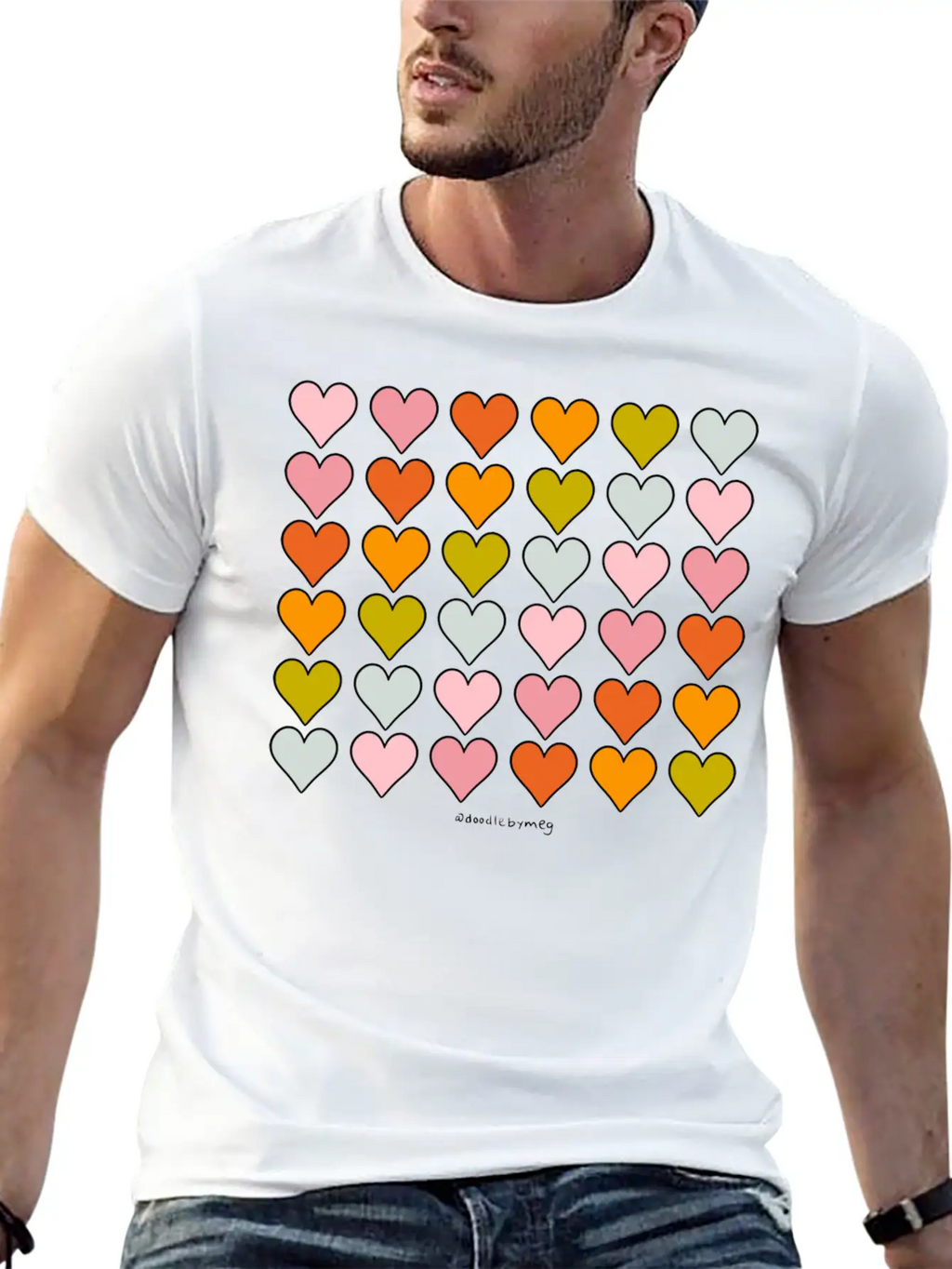Rainbow Hearts Breathable Soft Cotton T-Shirt – Timeless Casual Look