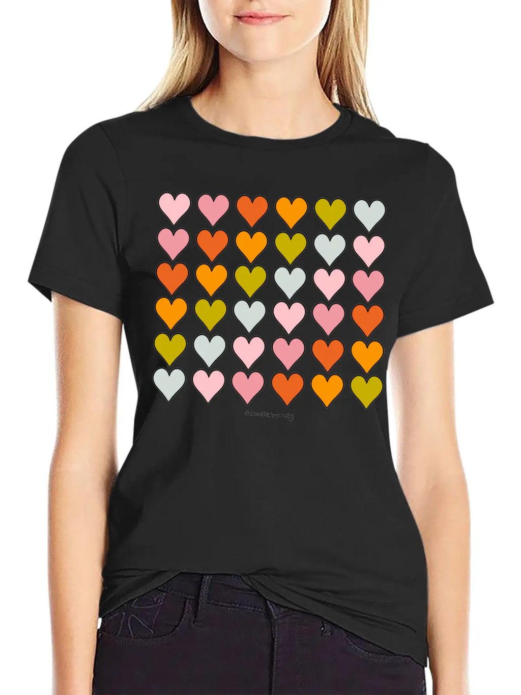 Rainbow Hearts Breathable Soft Cotton T-Shirt – Timeless Casual Look
