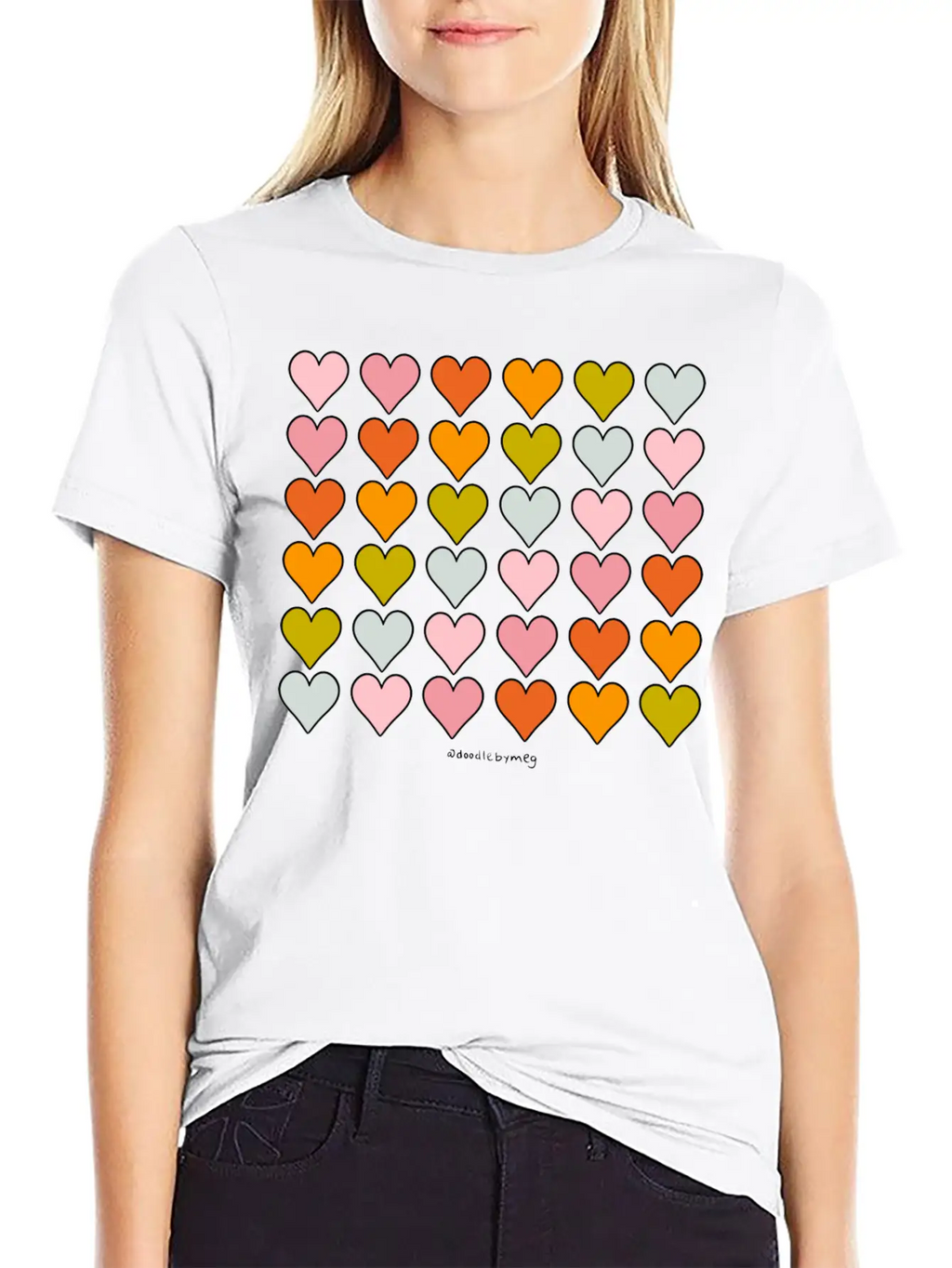 Rainbow Hearts Breathable Soft Cotton T-Shirt – Timeless Casual Look
