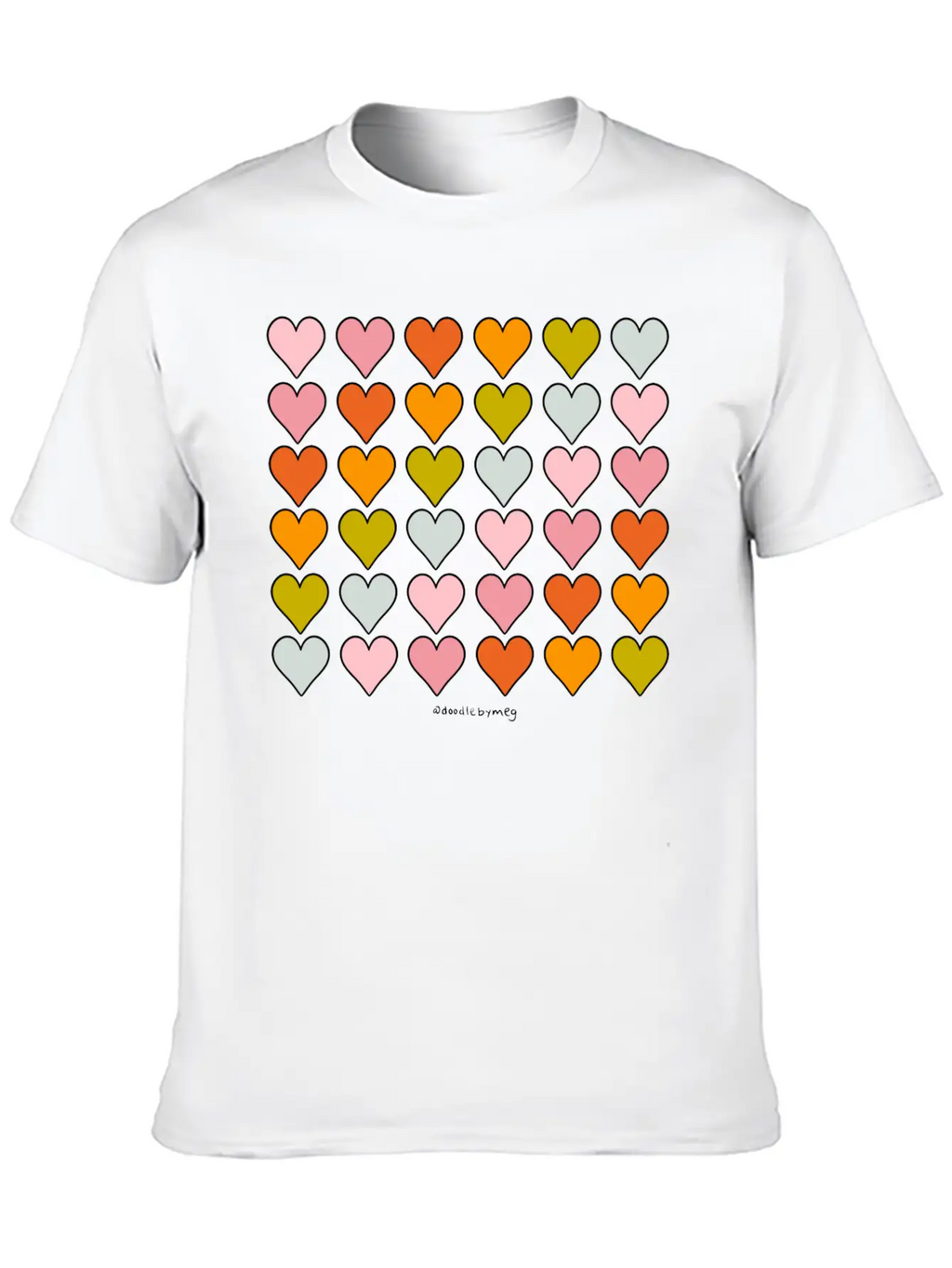 Rainbow Hearts Breathable Soft Cotton T-Shirt – Timeless Casual Look
