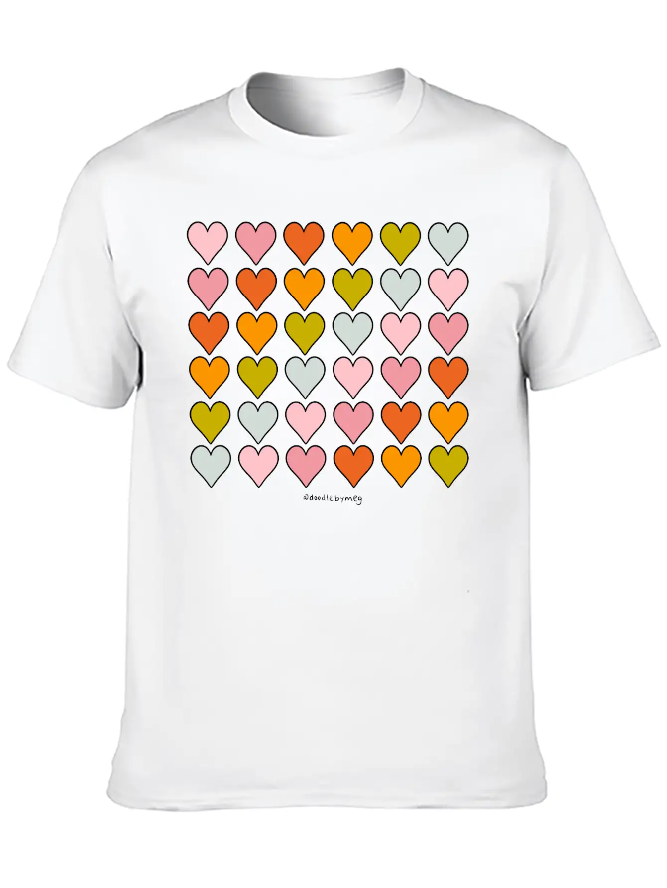 Rainbow Hearts Breathable Soft Cotton T-Shirt – Timeless Casual Look