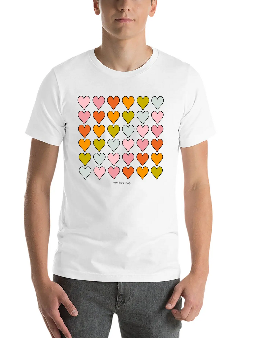Rainbow Hearts Breathable Soft Cotton T-Shirt – Timeless Casual Look