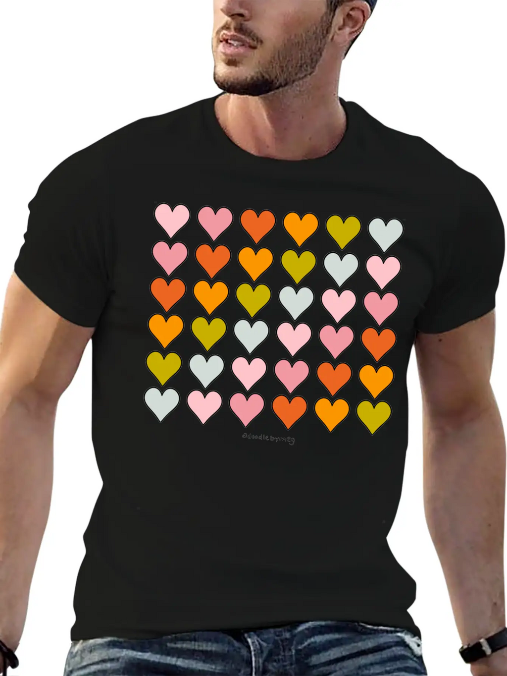 Rainbow Hearts Breathable Soft Cotton T-Shirt – Timeless Casual Look