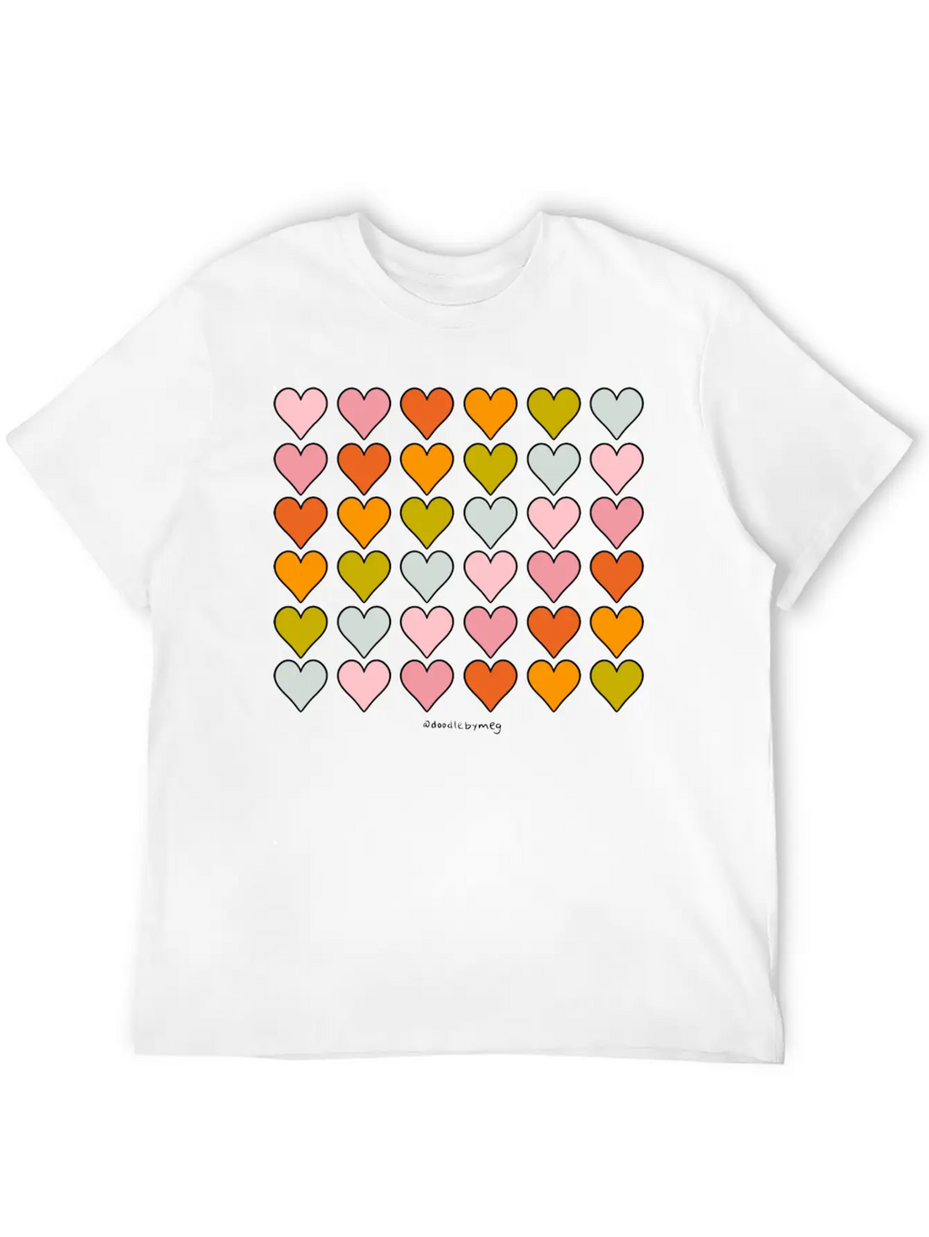Rainbow Hearts Breathable Soft Cotton T-Shirt – Timeless Casual Look