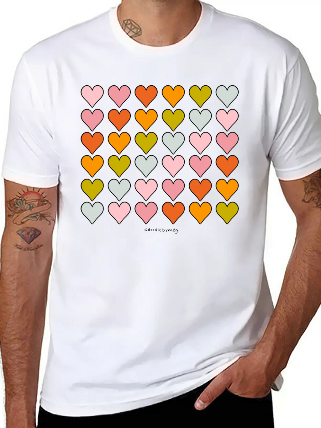 Rainbow Hearts Breathable Soft Cotton T-Shirt – Timeless Casual Look
