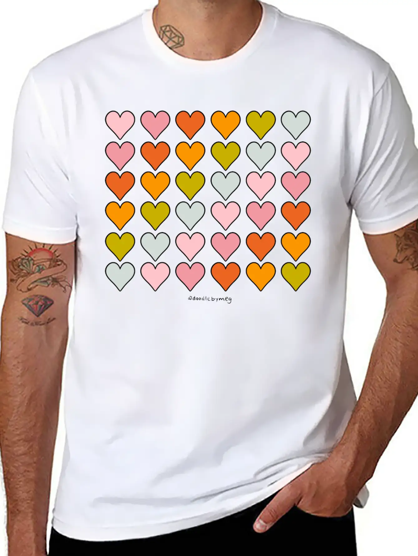 Rainbow Hearts Breathable Soft Cotton T-Shirt – Timeless Casual Look