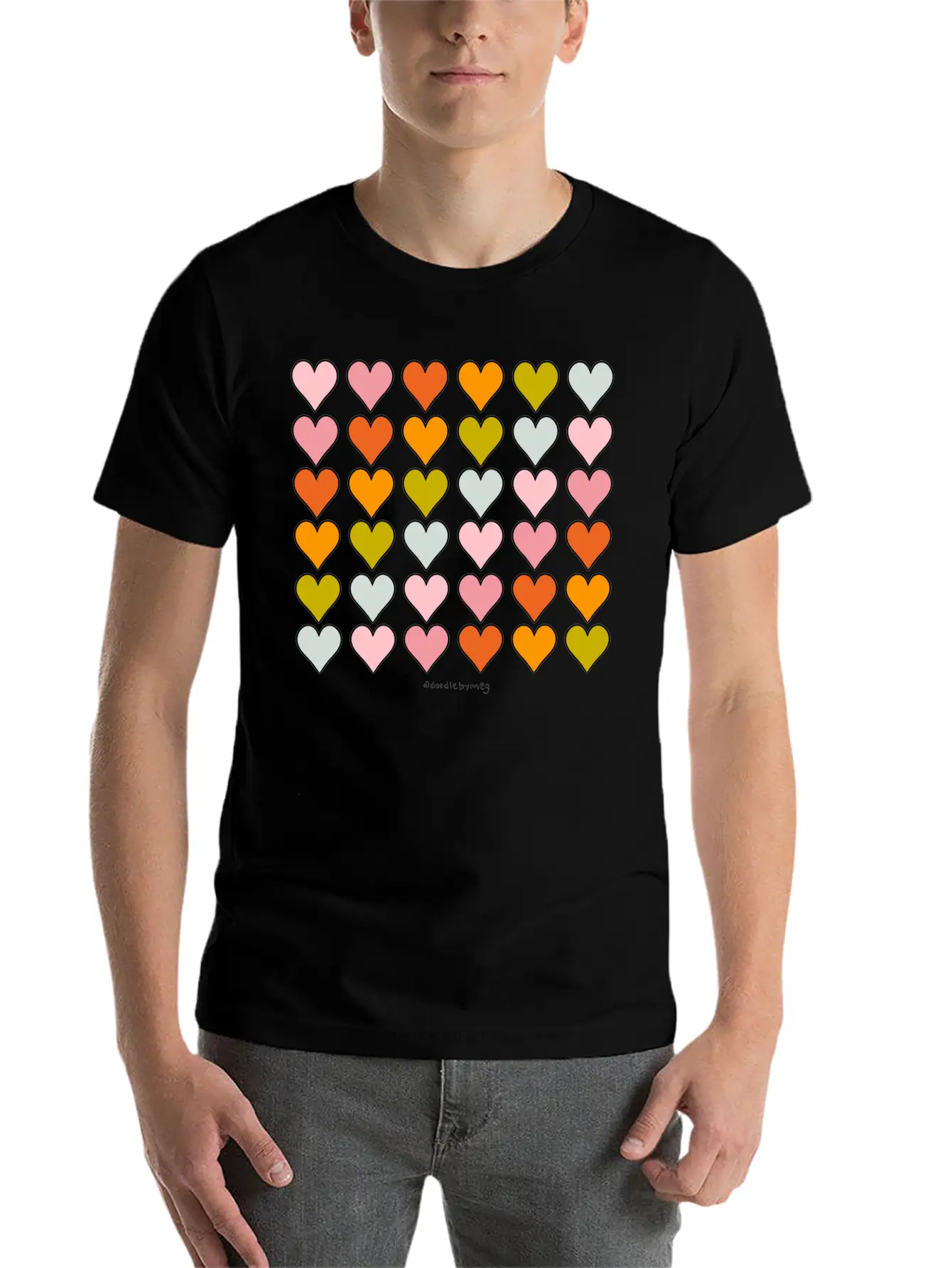 Rainbow Hearts Breathable Soft Cotton T-Shirt – Timeless Casual Look