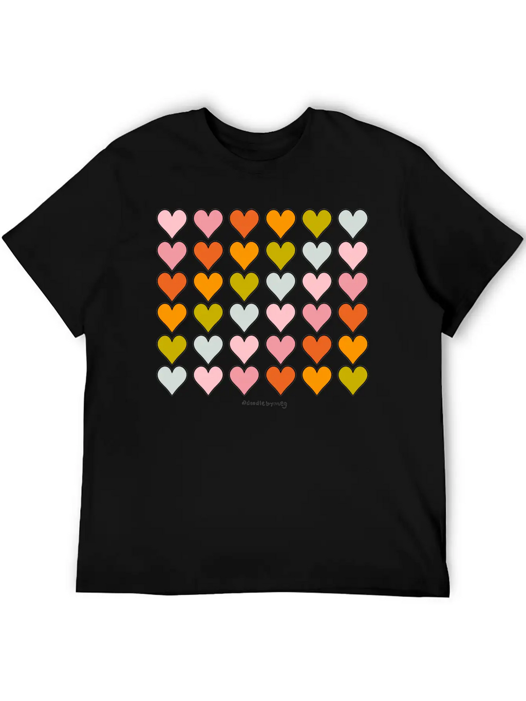Rainbow Hearts Breathable Soft Cotton T-Shirt – Timeless Casual Look