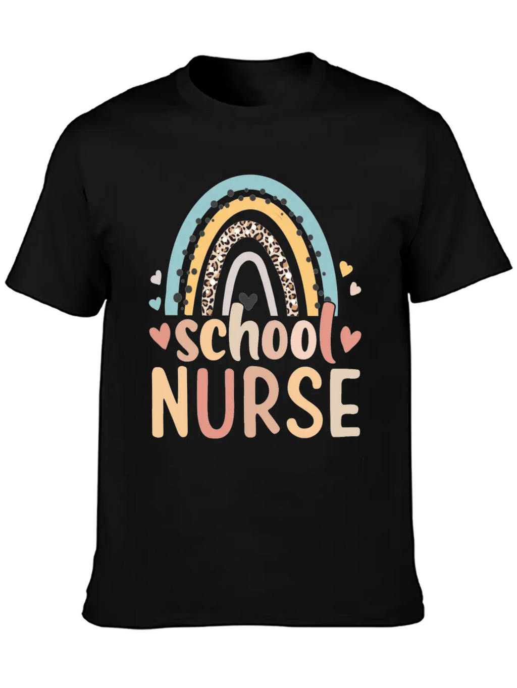Rainbow Leopard Print School Nurse Back To School Basic Graphic T-Shirt – Daily Comfort In Soft Cotton