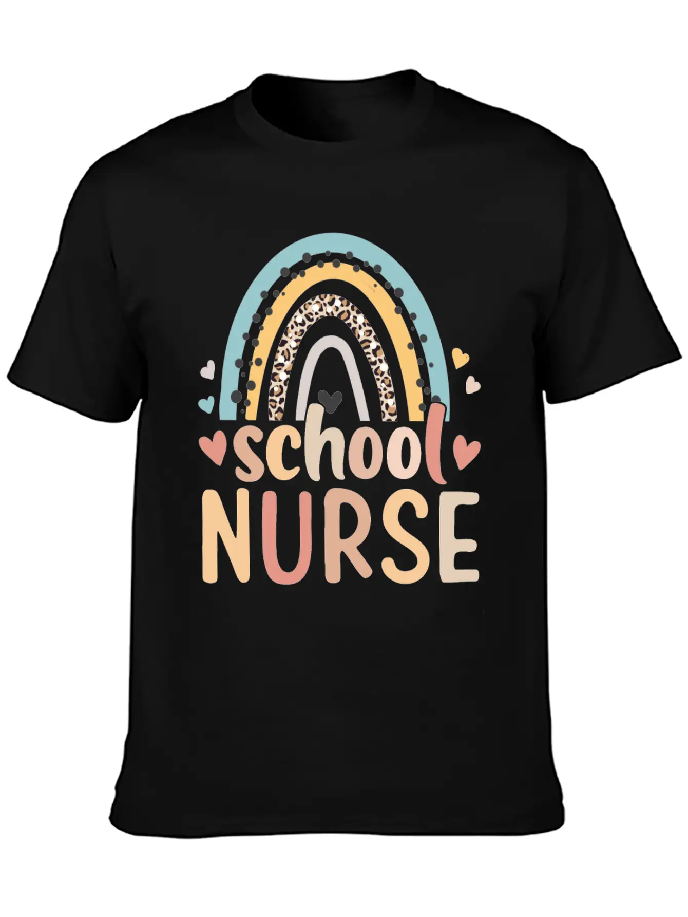 Rainbow Leopard Print School Nurse Back To School Basic Graphic T-Shirt – Daily Comfort In Soft Cotton