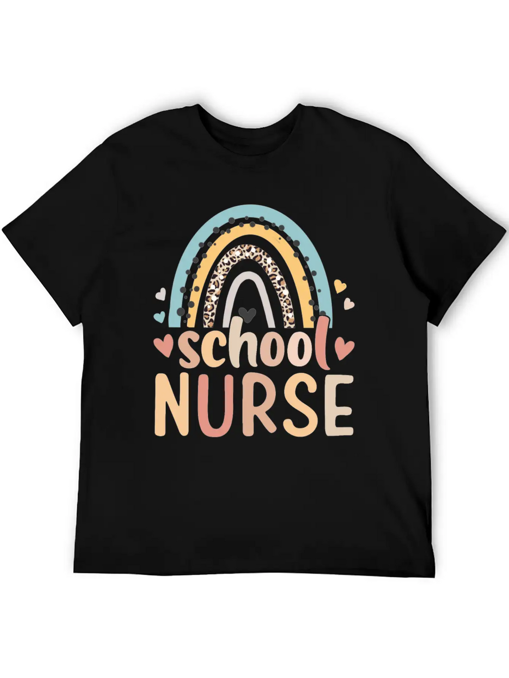 Rainbow Leopard Print School Nurse Back To School Basic Graphic T-Shirt – Daily Comfort In Soft Cotton