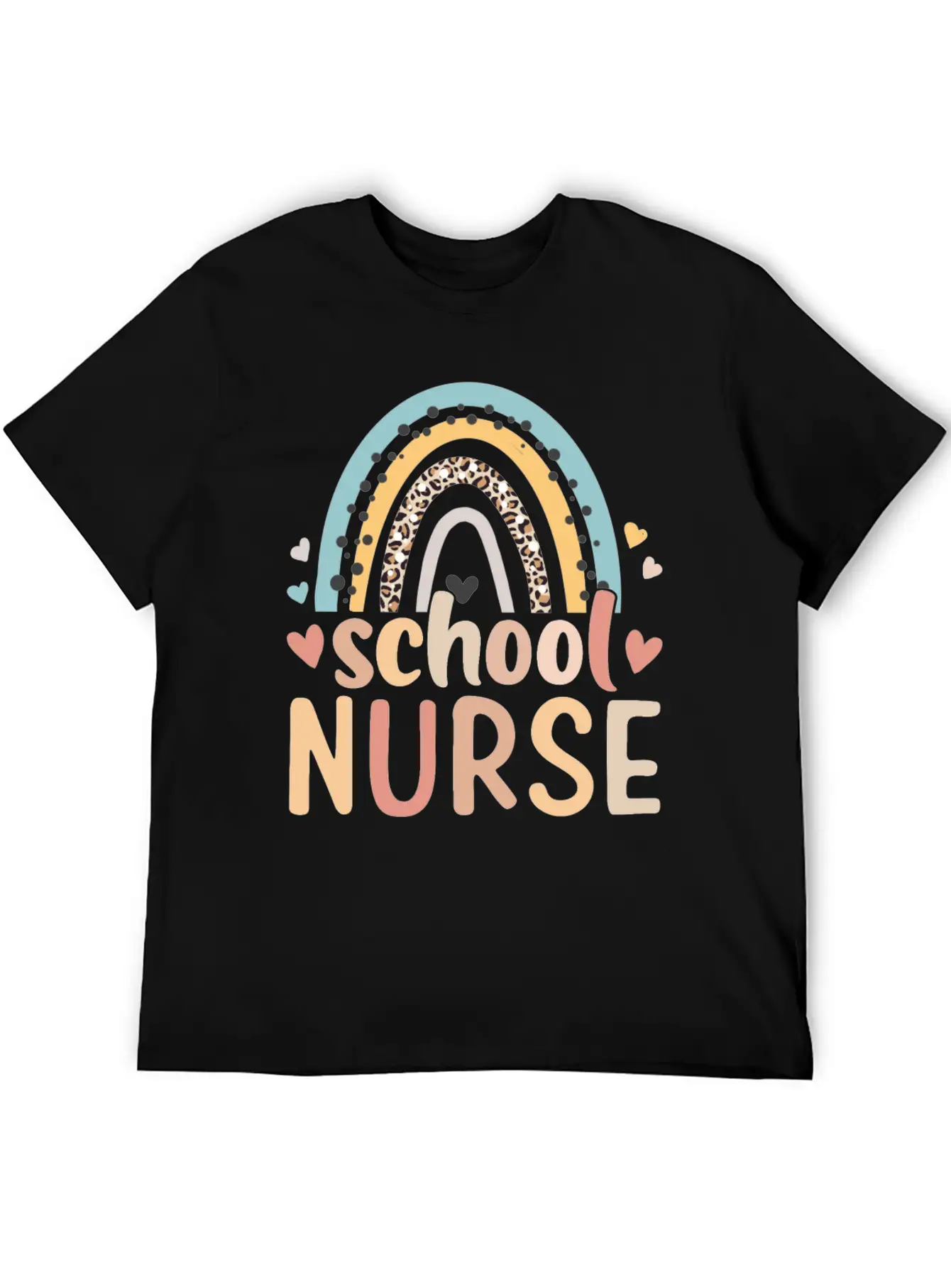 Rainbow Leopard Print School Nurse Back To School Basic Graphic T-Shirt – Daily Comfort In Soft Cotton