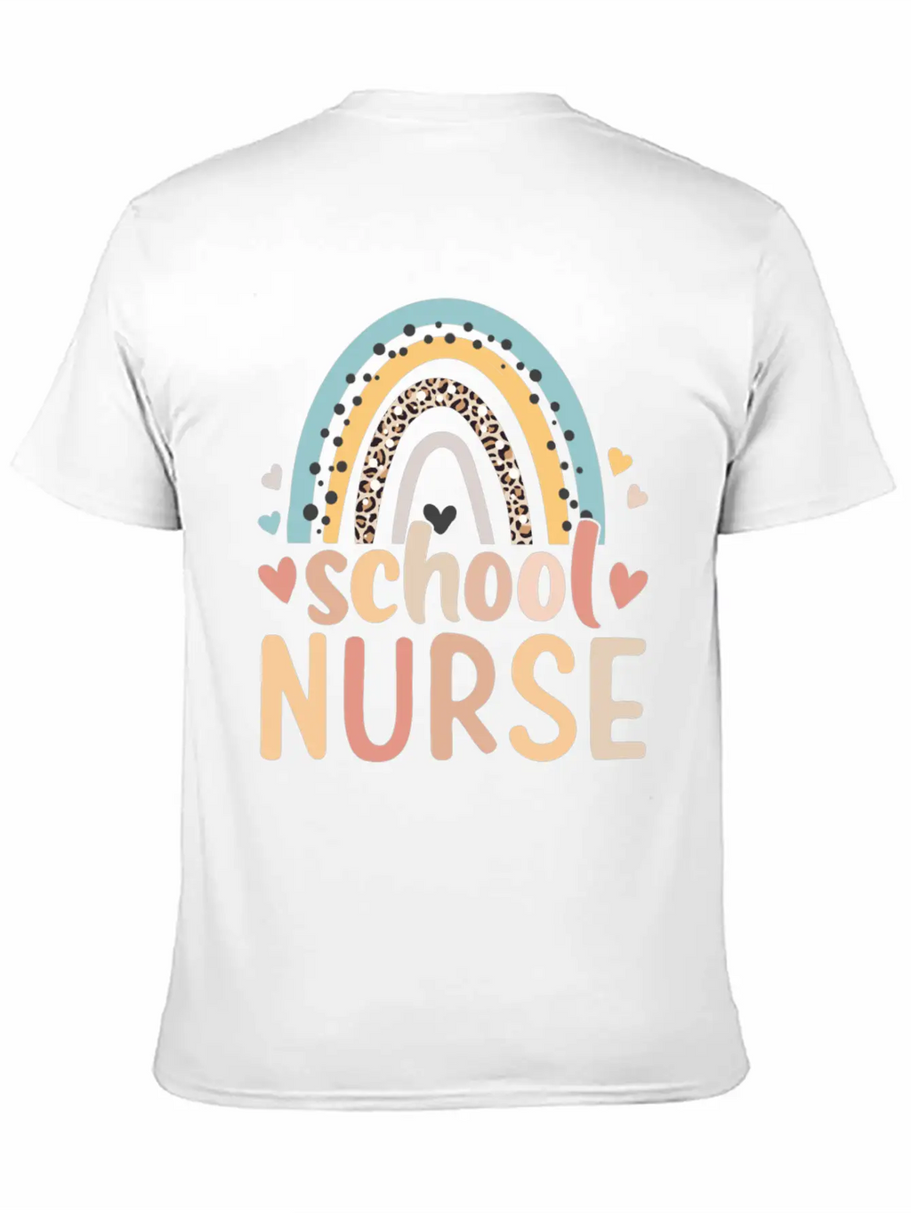 Rainbow Leopard Print School Nurse Back To School Basic Graphic T-Shirt – Daily Comfort In Soft Cotton