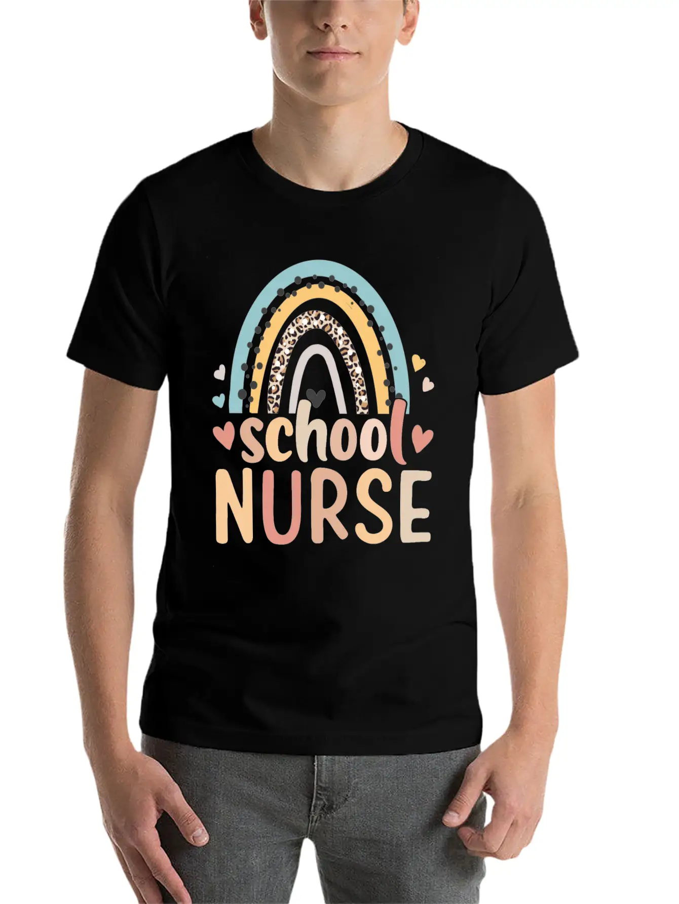 Rainbow Leopard Print School Nurse Back To School Basic Graphic T-Shirt – Daily Comfort In Soft Cotton
