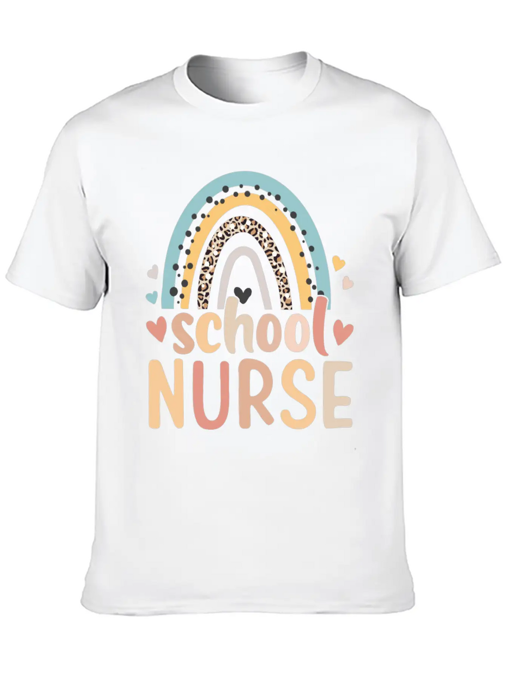 Rainbow Leopard Print School Nurse Back To School Basic Graphic T-Shirt – Daily Comfort In Soft Cotton