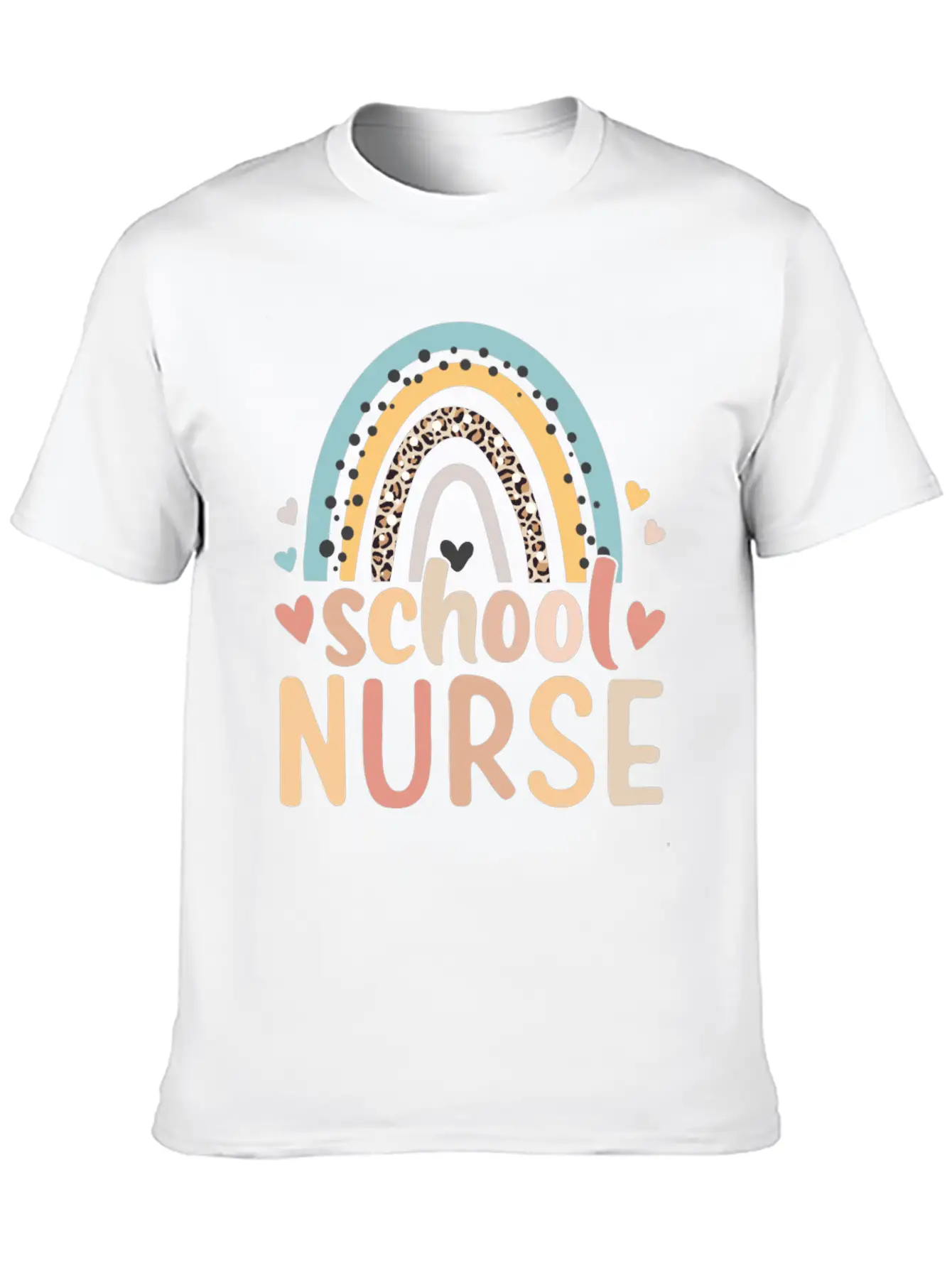 Rainbow Leopard Print School Nurse Back To School Basic Graphic T-Shirt – Daily Comfort In Soft Cotton