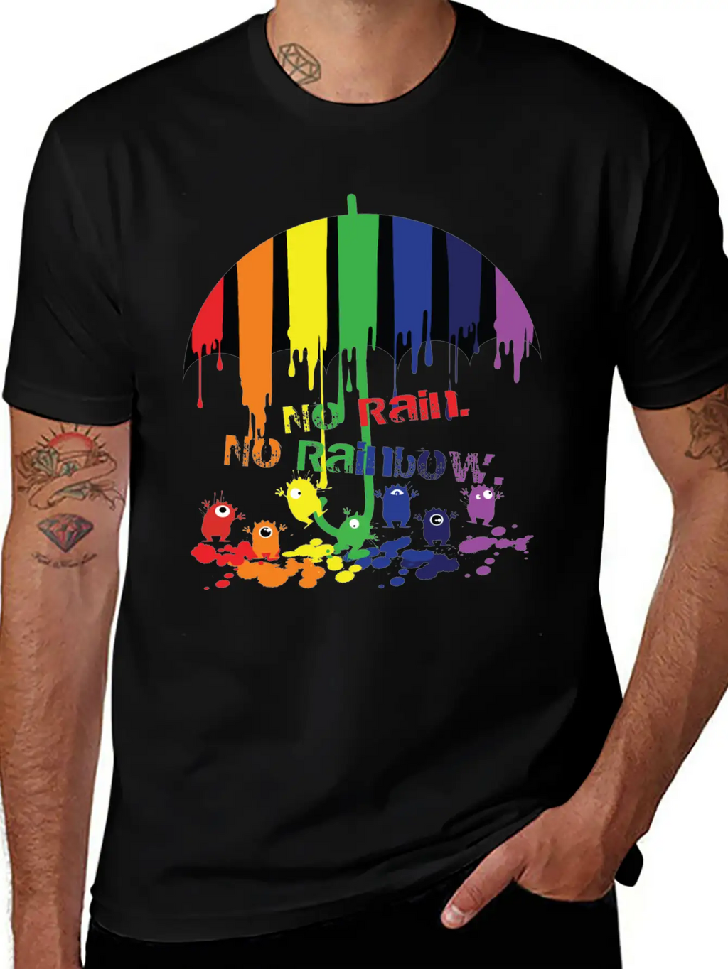 Rainbow Monsters Essential Cotton Tee For Daily Outfits – Unisex Style